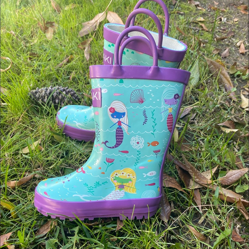 Mermaids Loop Handle Rubber Rain Boots